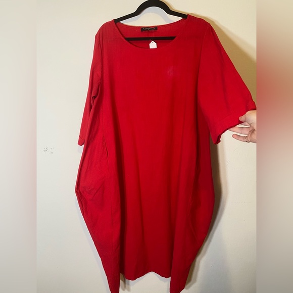 Red Cotton Maxi Dress - Picture 14 of 16